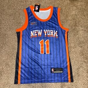 New York Knicks Jalen Brunson #11 Nike Swingman Jersey Blue Orange Pinstripe (M)